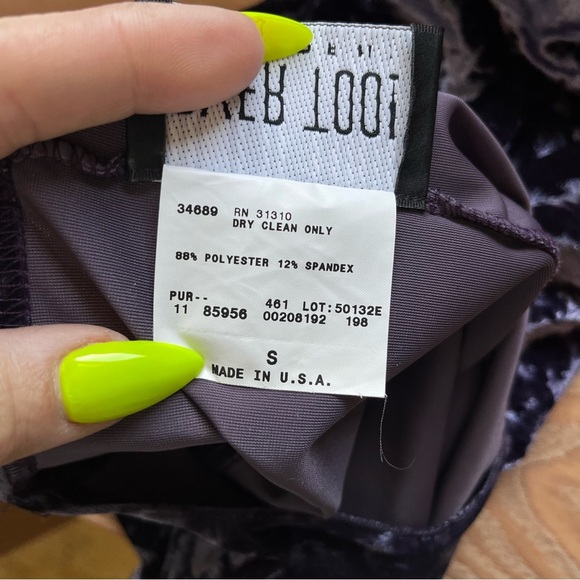 Vintage Crushed Velvet Dark Purple Mini Dress Sleeveless Y2K 90's Witchy Grunge - Picture 5 of 5